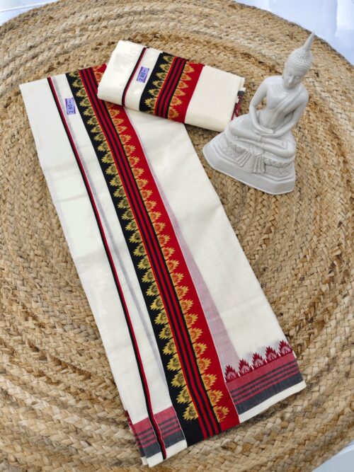 GOLDEN TEMPLE DESIGN ON MULTI COLOUR SETMUNDU - Image 6
