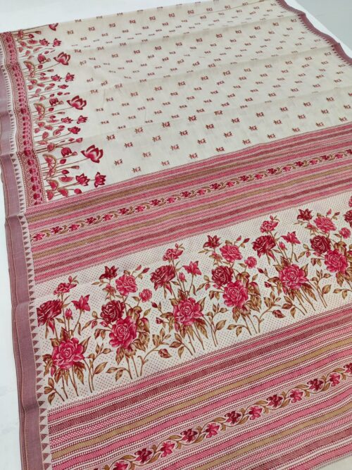 Saree cream print