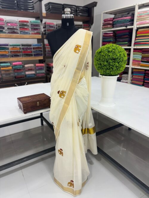 ELEPHANT EMBROIDERY SAREE