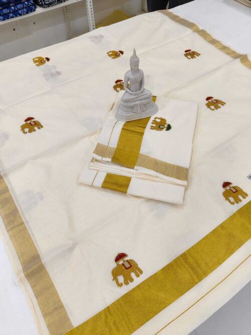 ELEPHANT EMBROIDERY SAREE - Image 2
