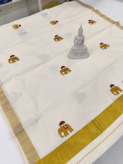 ELEPHANT EMBROIDERY SAREE - Image 3