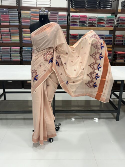 KERALA SAREE COPPER TISSUE EMBROIDERY