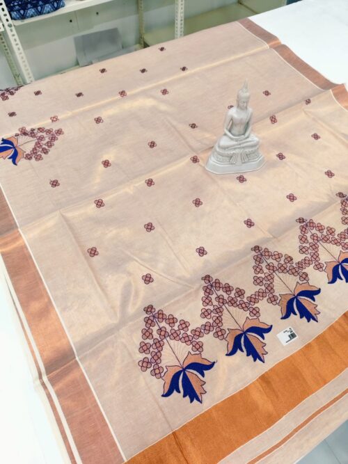KERALA SAREE COPPER TISSUE EMBROIDERY - Image 3