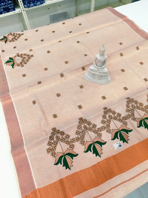 KERALA SAREE COPPER TISSUE EMBROIDERY - Image 5