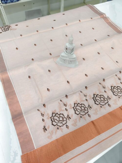 KERALA SAREE COPPER TISSUE EMBROIDERY - Image 3