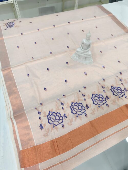 KERALA SAREE COPPER TISSUE EMBROIDERY - Image 4
