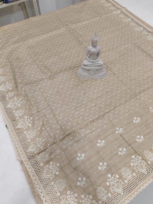 TUSSER CUT WORK SAREE 1
