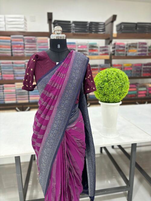 STRIPED GEORGET BANRASSI SAREE