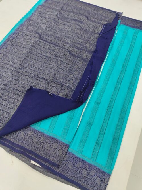 STRIPED GEORGET BANRASSI SAREE - Image 7