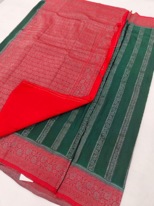 STRIPED GEORGET BANRASSI SAREE - Image 5