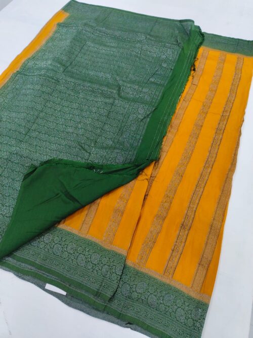 STRIPED GEORGET BANRASSI SAREE - Image 4