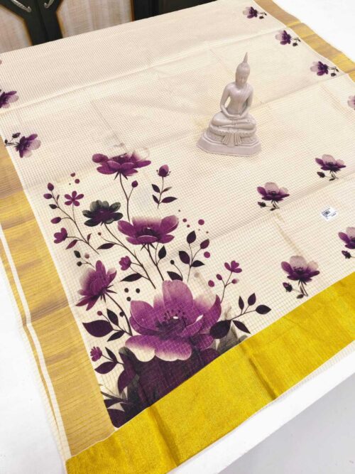 cotton checked digital print saree - Image 4