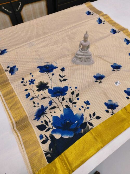 cotton checked digital print saree - Image 6