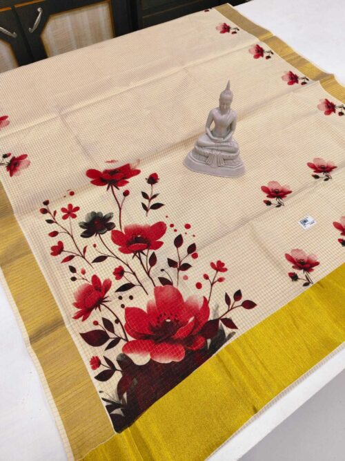 cotton checked digital print saree - Image 8