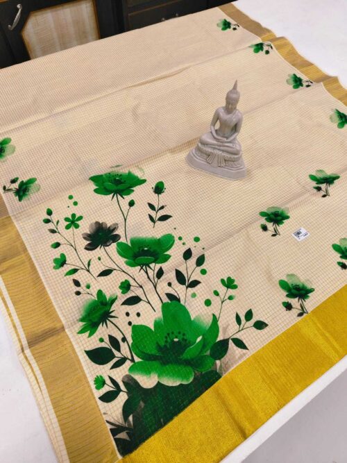 cotton checked digital print saree - Image 9